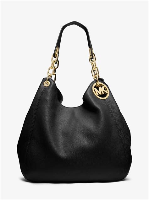 michael kors fulton large shoulder bag black|michael kors shoulder bag.